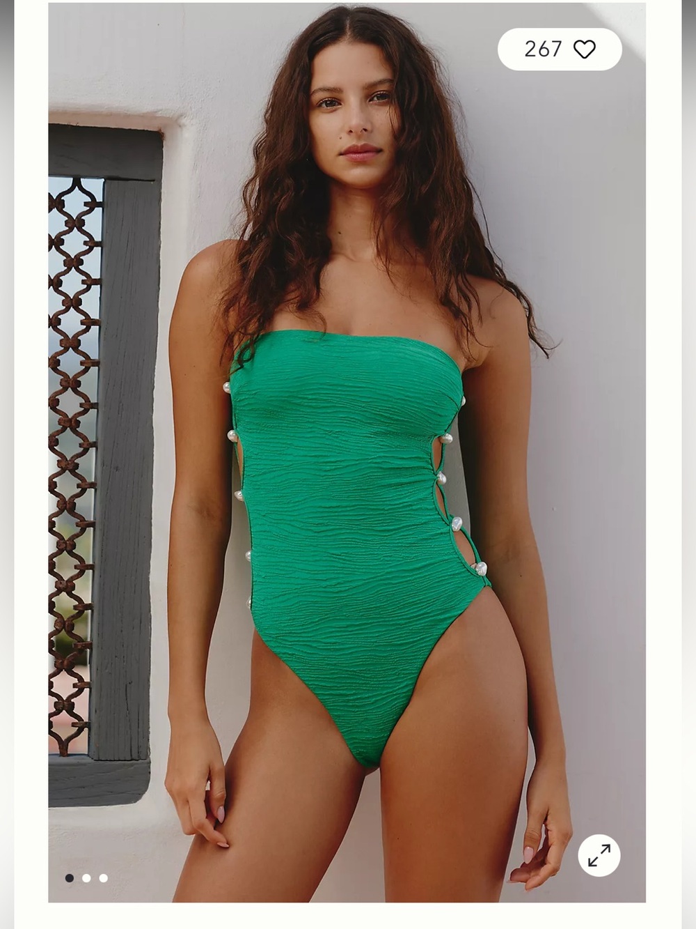 La Porte Anthropologie Stephanie One-Piece Swimsuit - Pearl Side Details